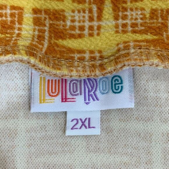 LuLaRoe Pencil Skirt sz 2XL Orange Patterned Stretch Cassie Pull on New NWT - Picture 5 of 7